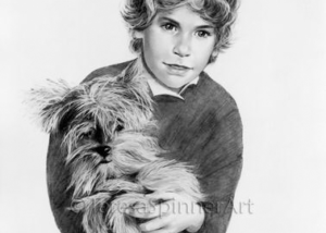 pencil drawing of boy and dog