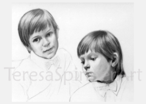 pencil drawing of 2 children