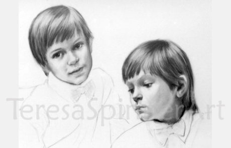 pencil drawing of 2 children