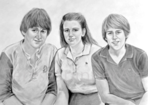 pencil drawing 3 teens