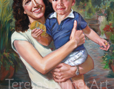 portrait woman and child