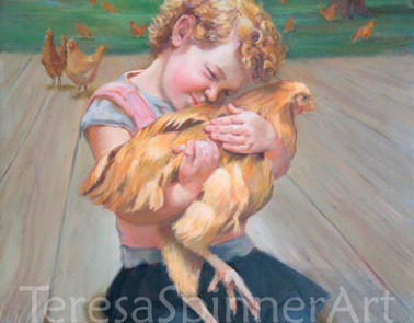 girl with chicken portrait
