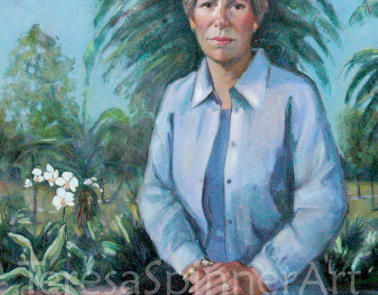 woman with flowers commissioned portrait